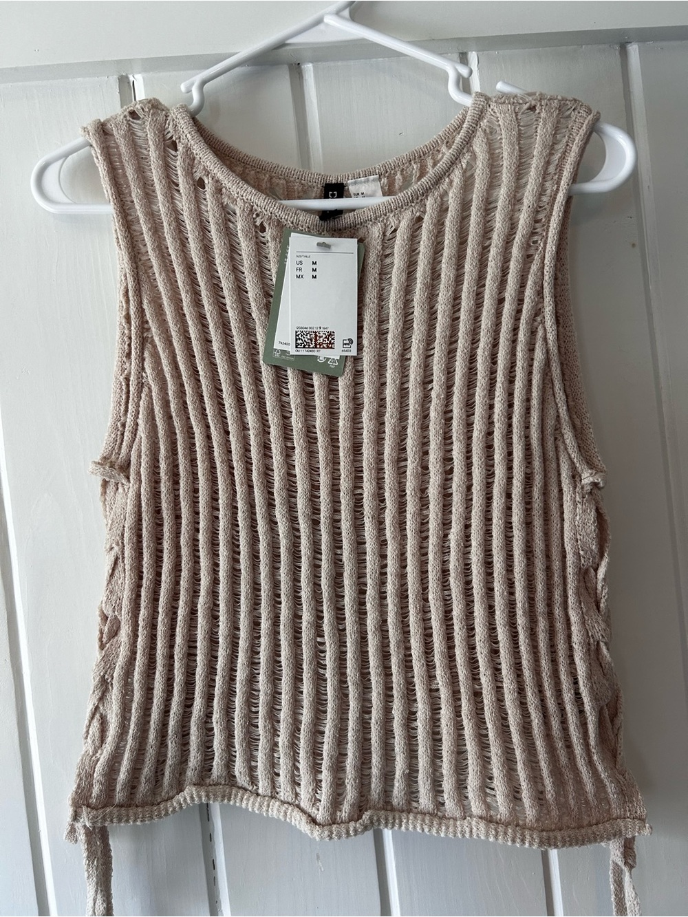 H&M | Beige Open-Knit Tie-Side Tank